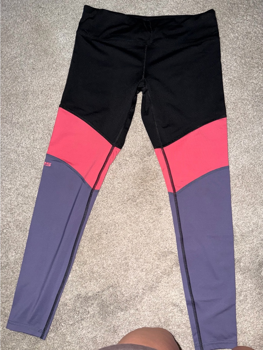 Virus Colorblock Leggings in Black, Pink & Purple